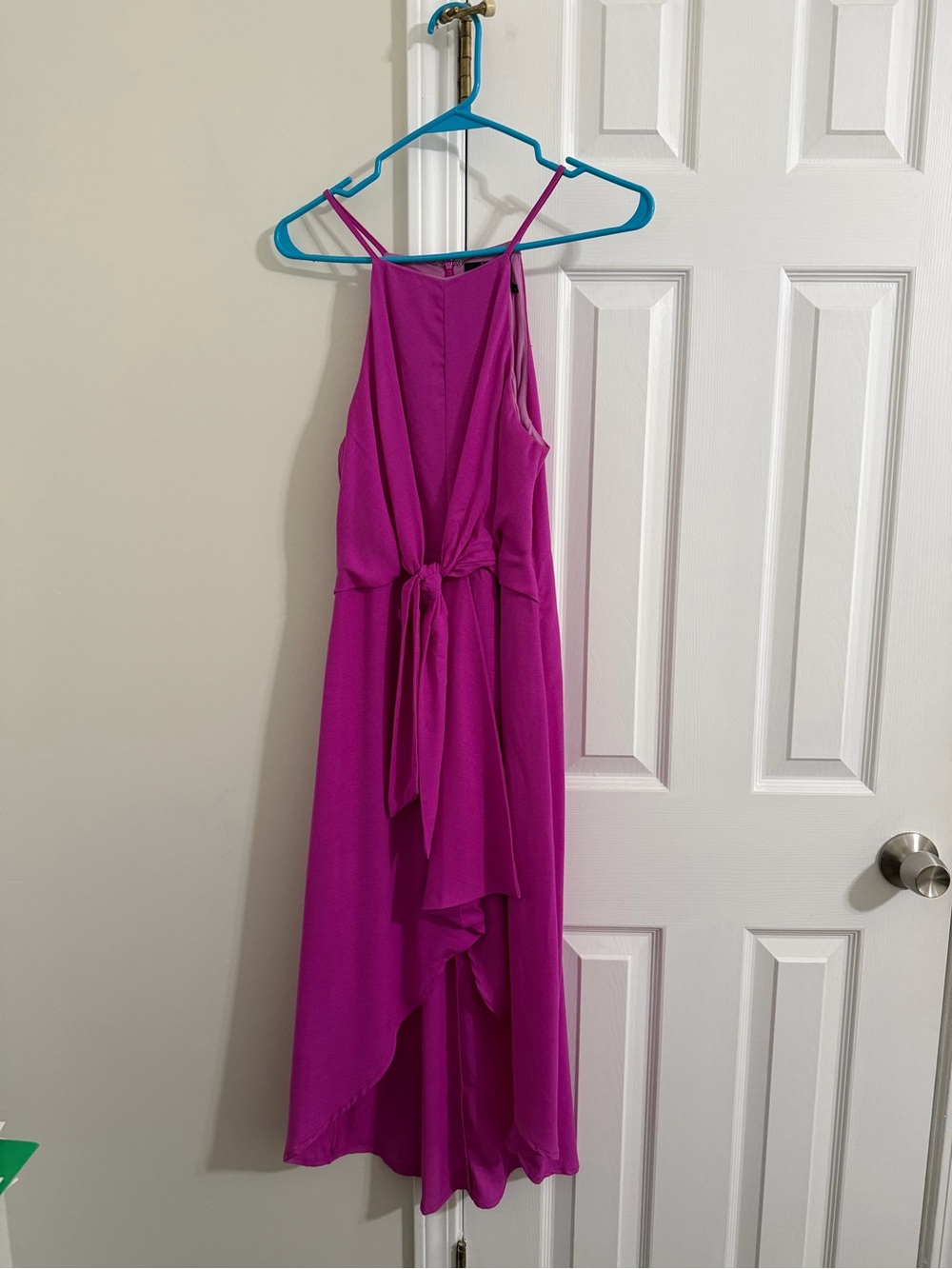 Magenta Sleeveless Tie-Front Midi Dress